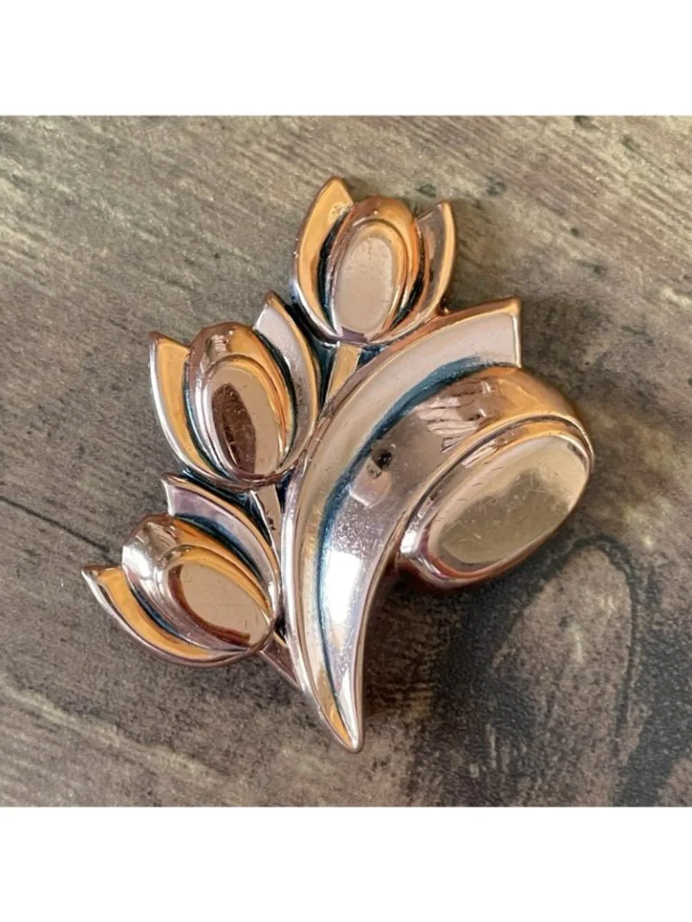 Vintage 60s Matisse Renoir Copper Tulip Brooch Modernist Floral Pin MCM Jewelry